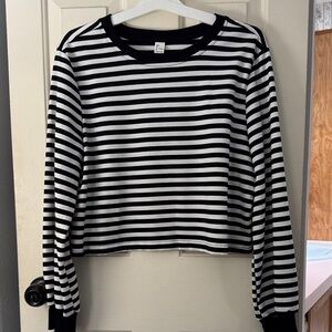 Black and White Striped Long Sleeve Top